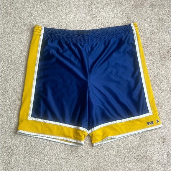 Nike Blue and Yellow Athletic Shorts with Elastic Waistband - Picture 1 of 4